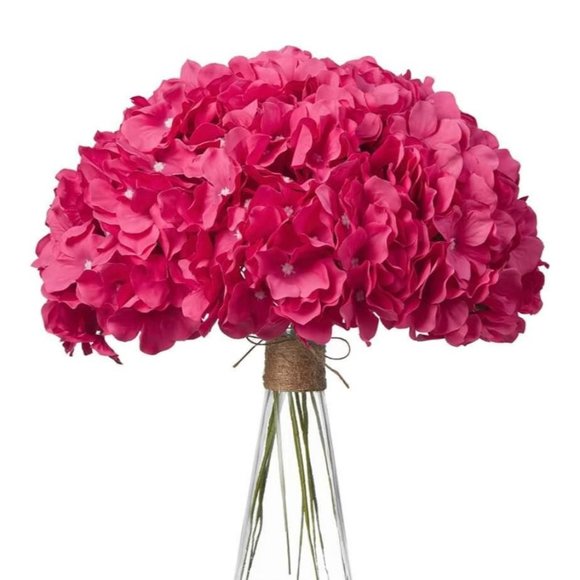 10 Pack | Fuchsia Pink Hydrangeas Flowers Wedding Bouquet Floral Centerpiece - Picture 2 of 4